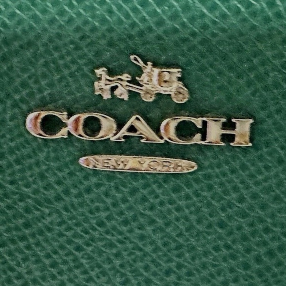 Coach Emerald Green Crossgrain Leather Crossbody Bag Chain Strap Messenger 40-14 - Picture 3 of 9